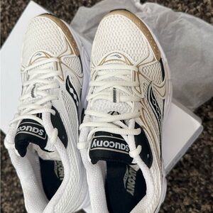 Saucony Women's White and Gold Running Shoes
